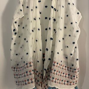 J. Crew White and Blue Swim Coverup